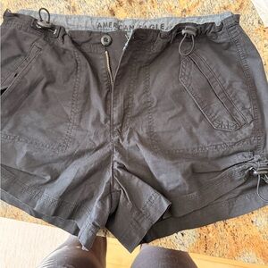American Eagle Outfitters Black Cargo Drawstring Shorts